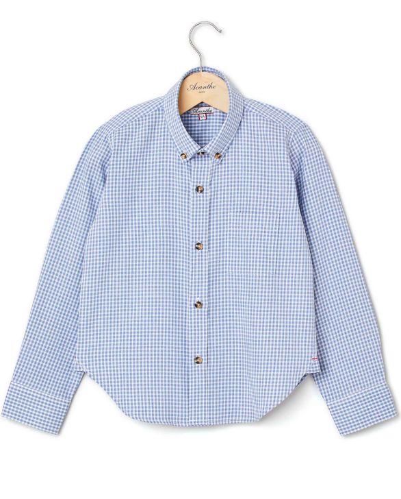 Chemise flanelle manches longues carreau bleu 12a-14a