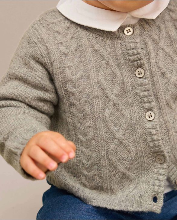 Cardigan torsade gris 100% lambswool