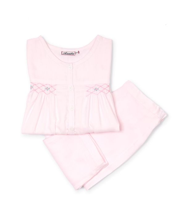 Pyjama smocké chevron rose