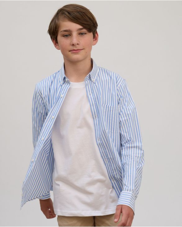 Chemise manches longues rayure ciel