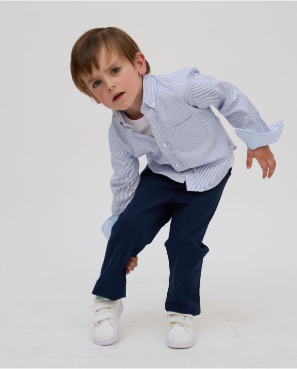 Chemise manches longues rayure oxford ciel