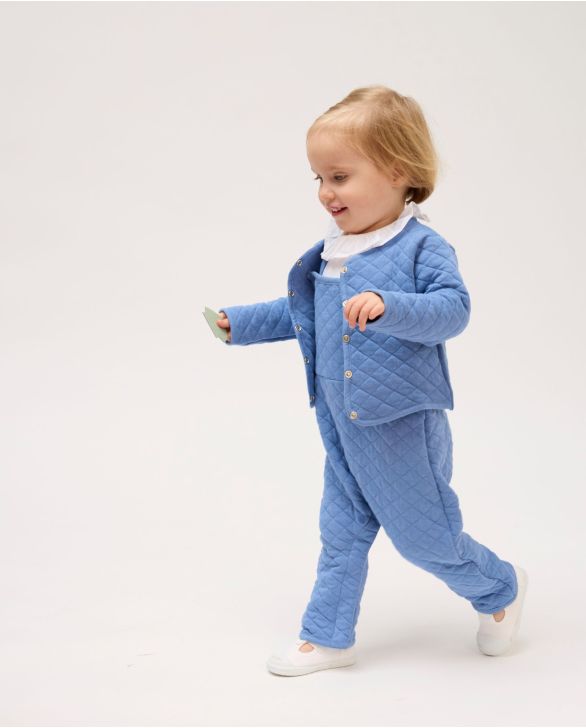 Salopette molletonnée bleu 