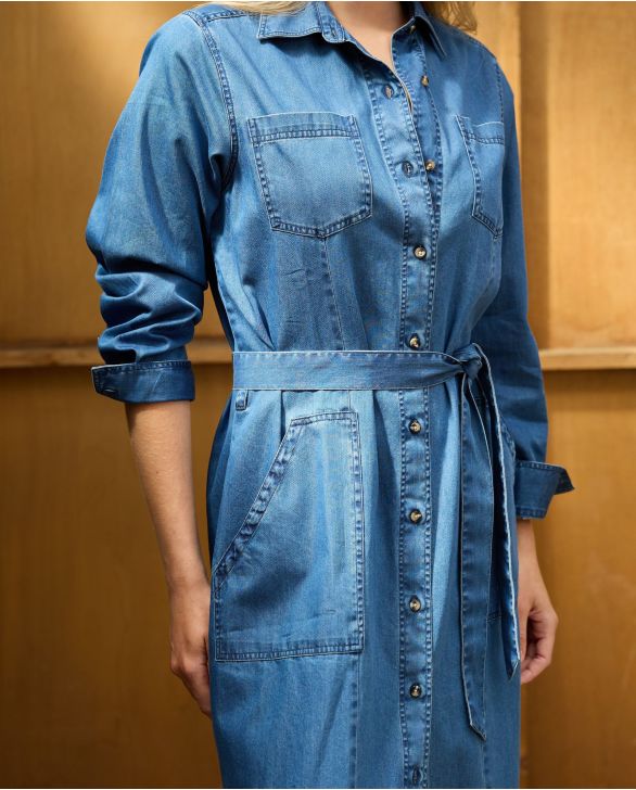 Robe mi-longue en denim 