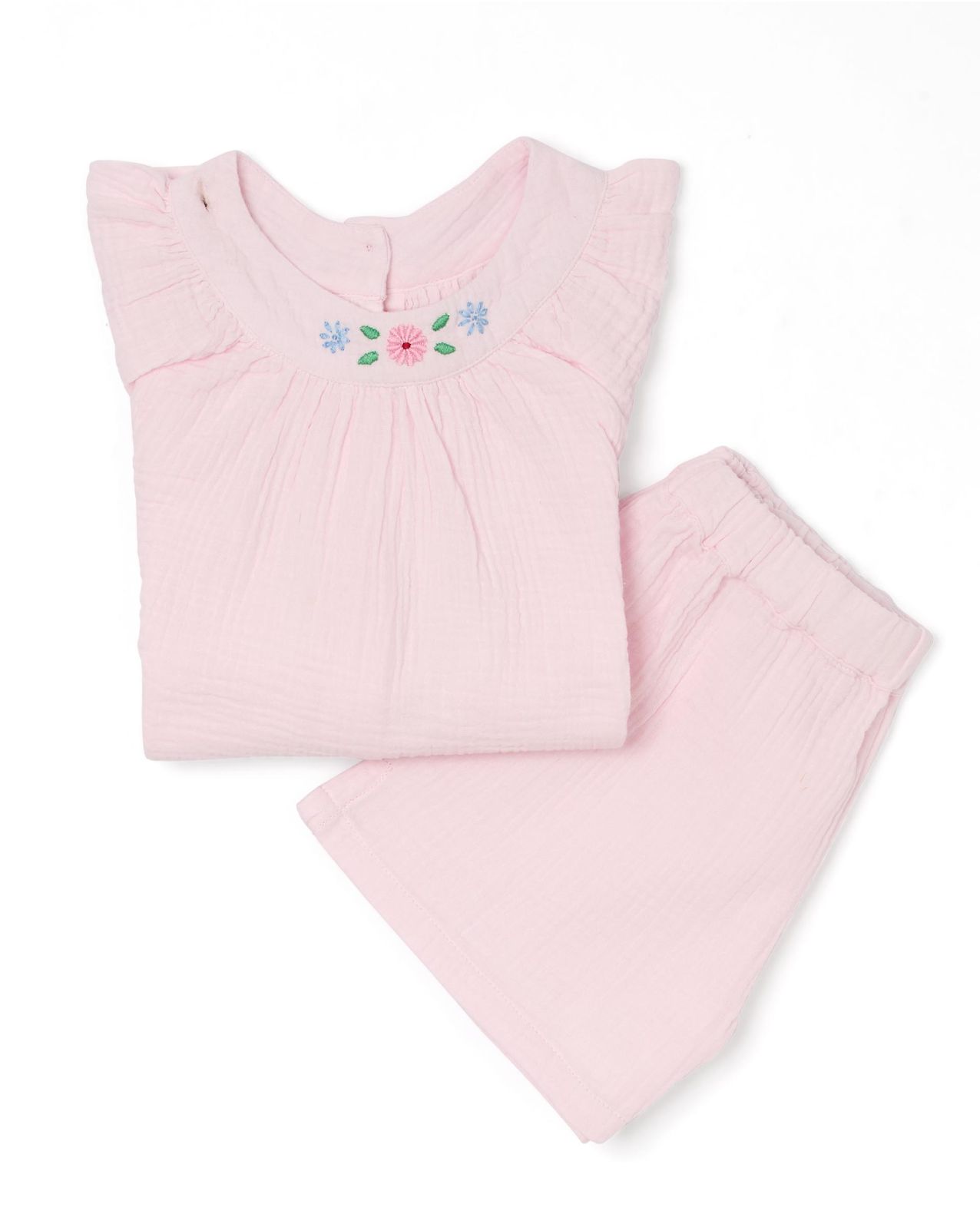 pyjashort brodé gaze de coton 