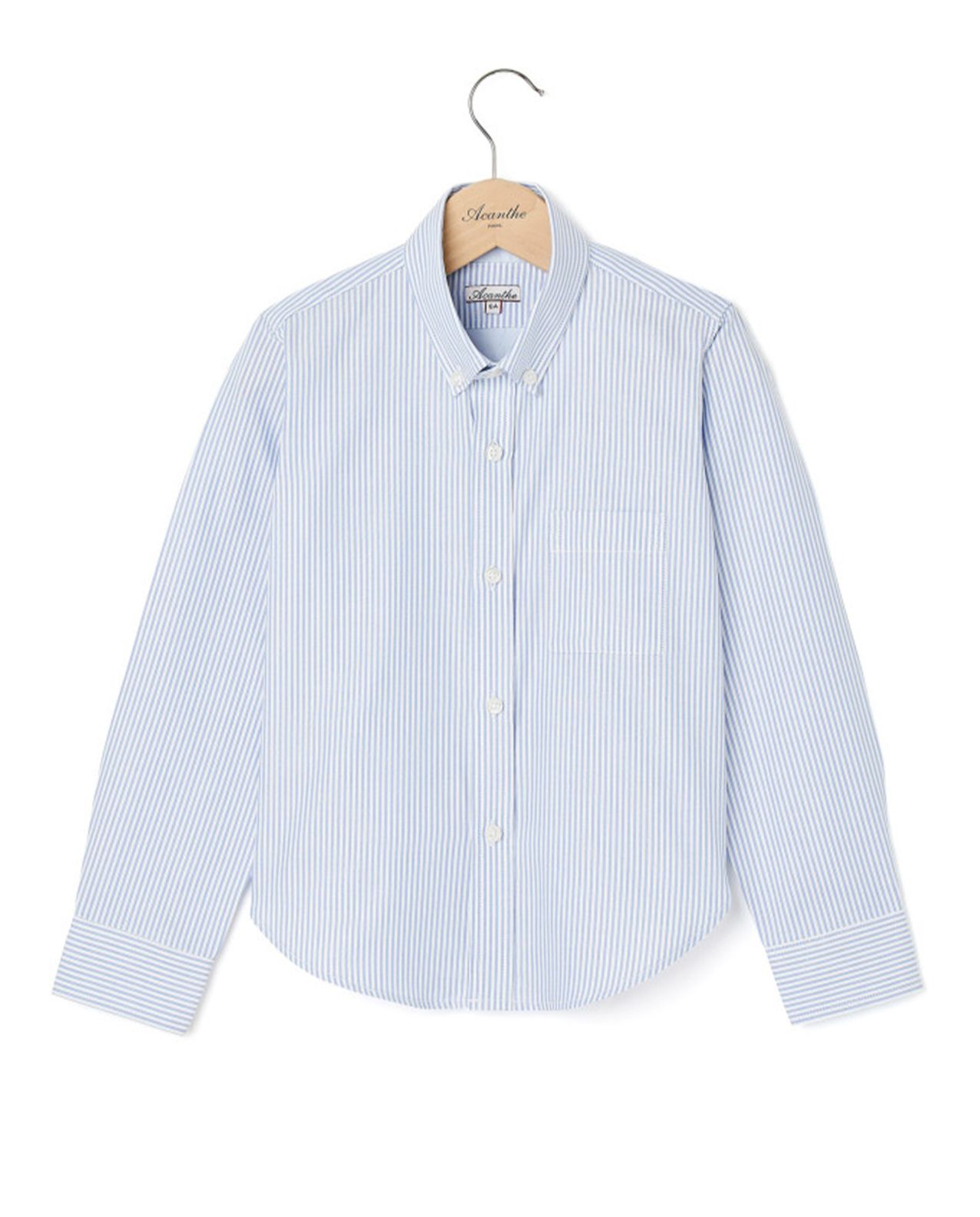Chemise manche longue oxford rayure ciel