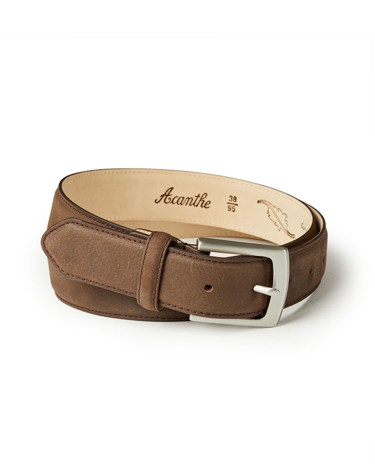 Ceinture cuir nubuck marron