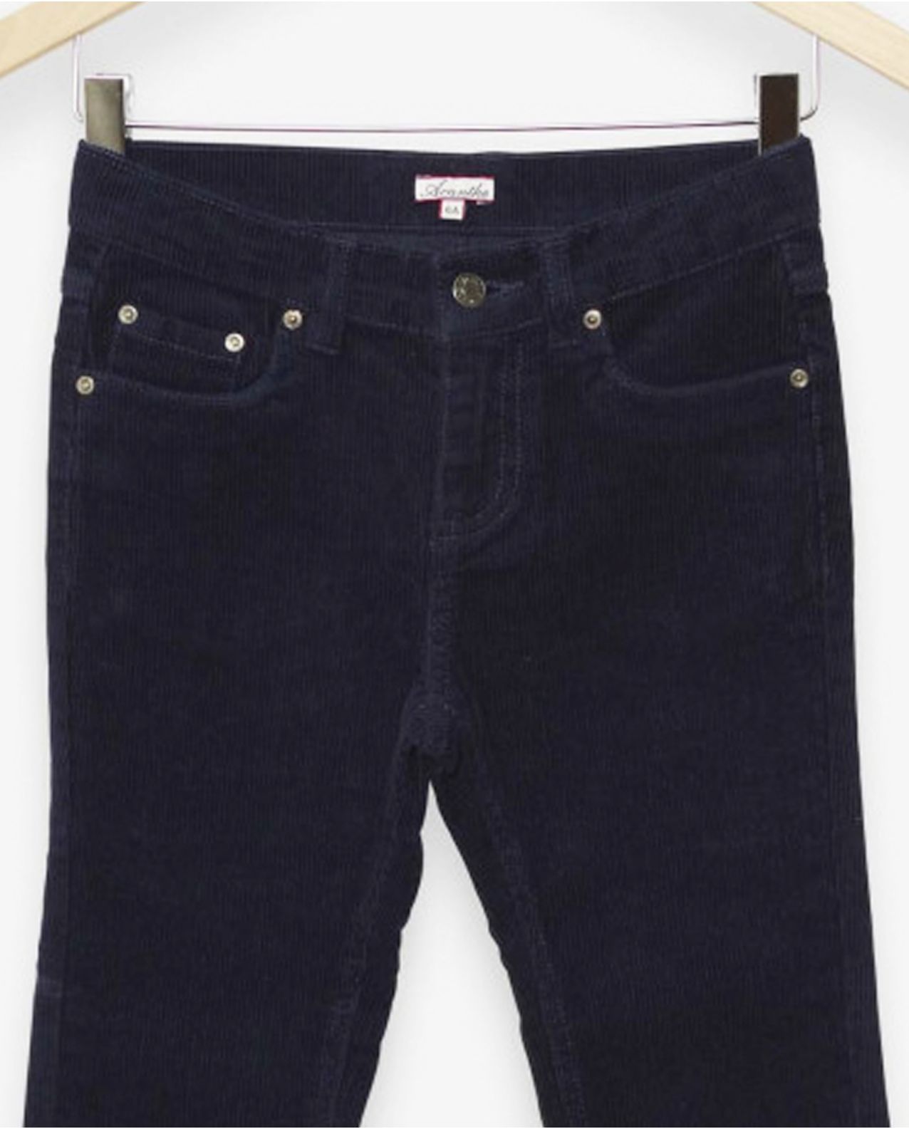 pantalon 5 poches velours stretch marine 12-14 ans