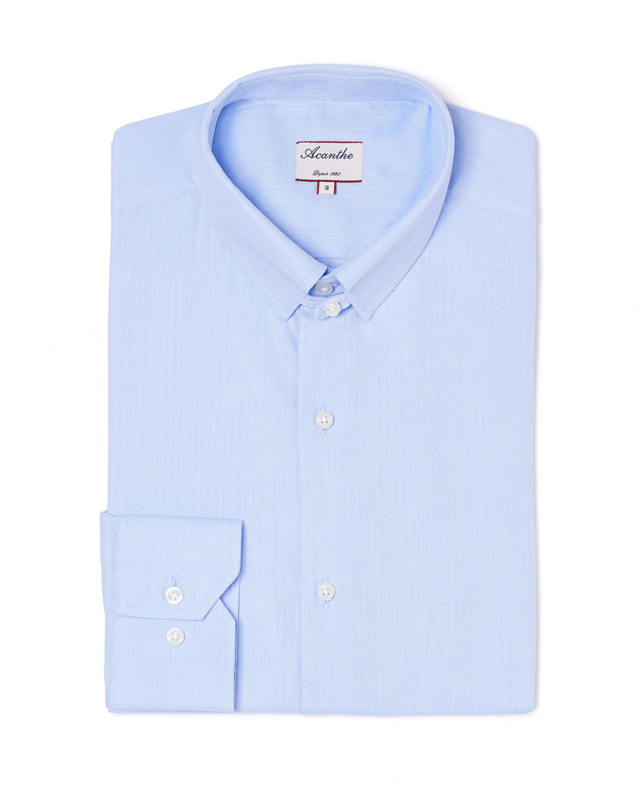 Chemise regular col anglais petit chevron bleu