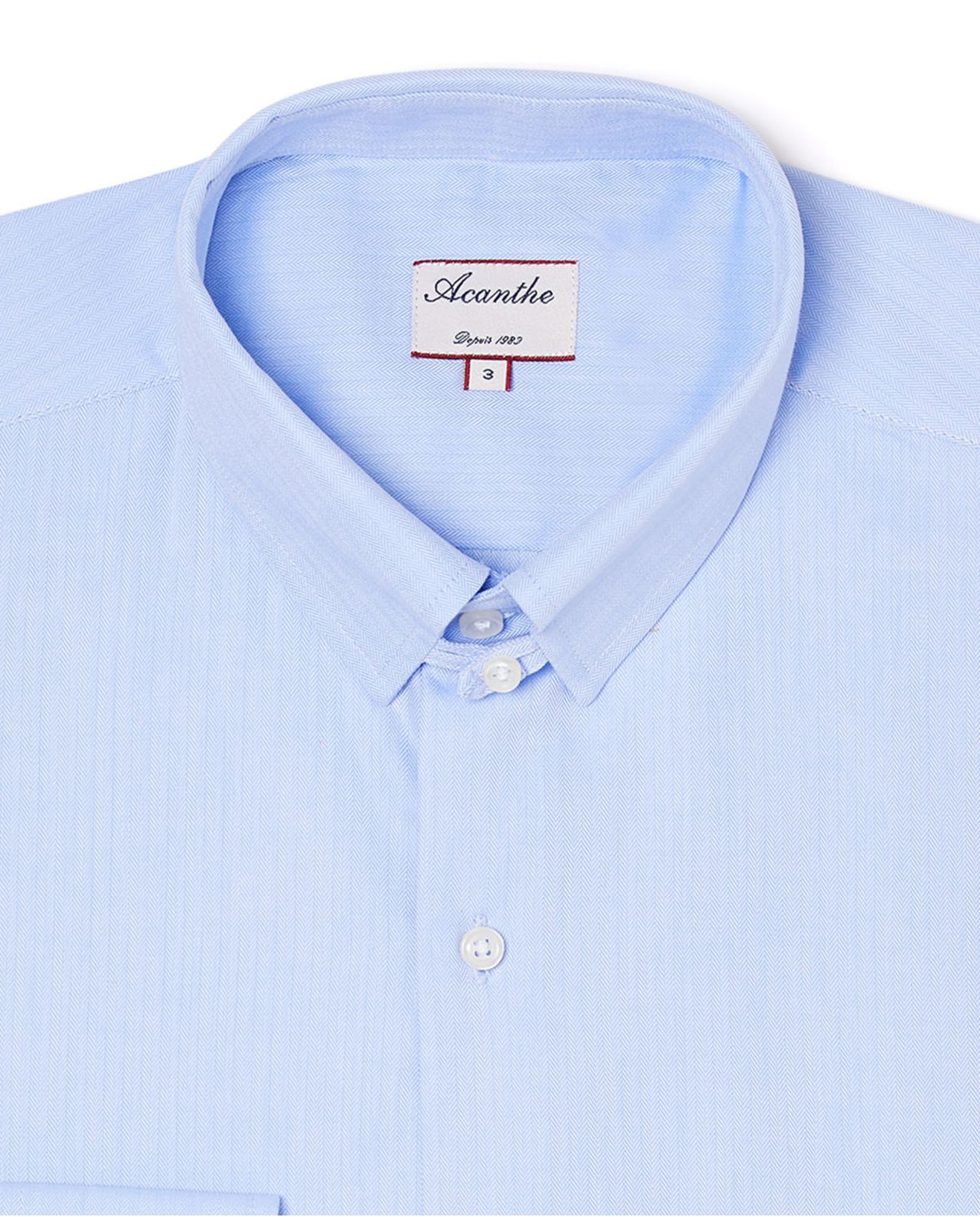 Chemise regular col anglais petit chevron bleu