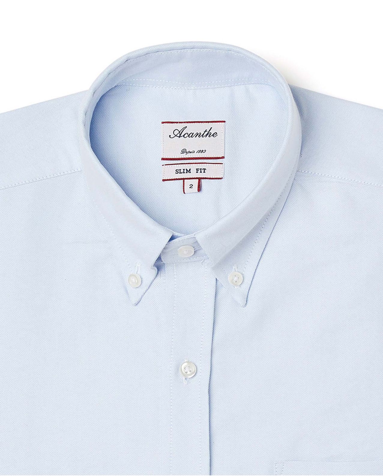 Chemise ajustée col boutonné oxford ciel