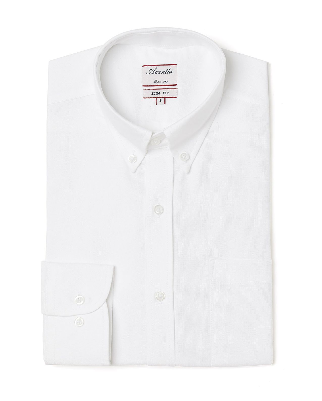 Chemise ajustée col boutonné oxford blanc