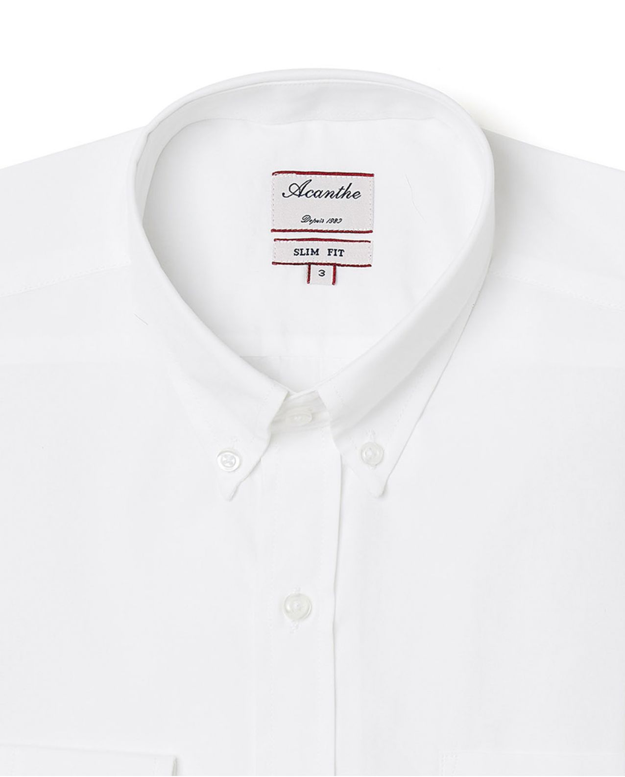 Chemise ajustée col boutonné popeline blanche