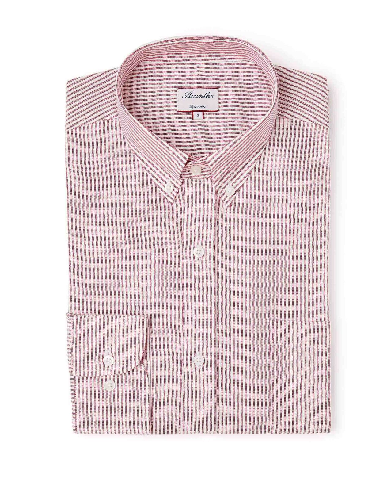 Chemise regular col boutonné oxford rayé rouge