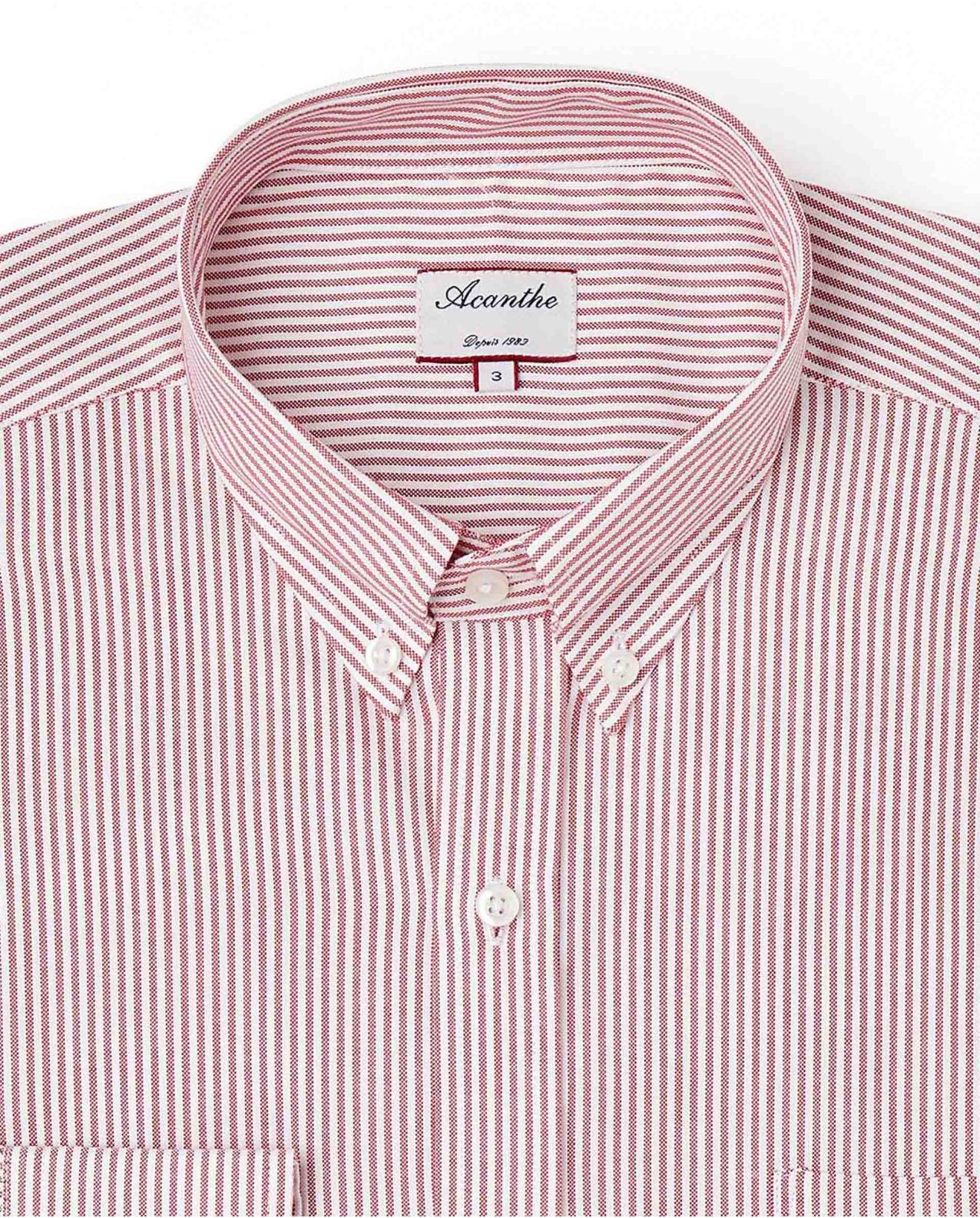 Chemise regular col boutonné oxford rayé rouge