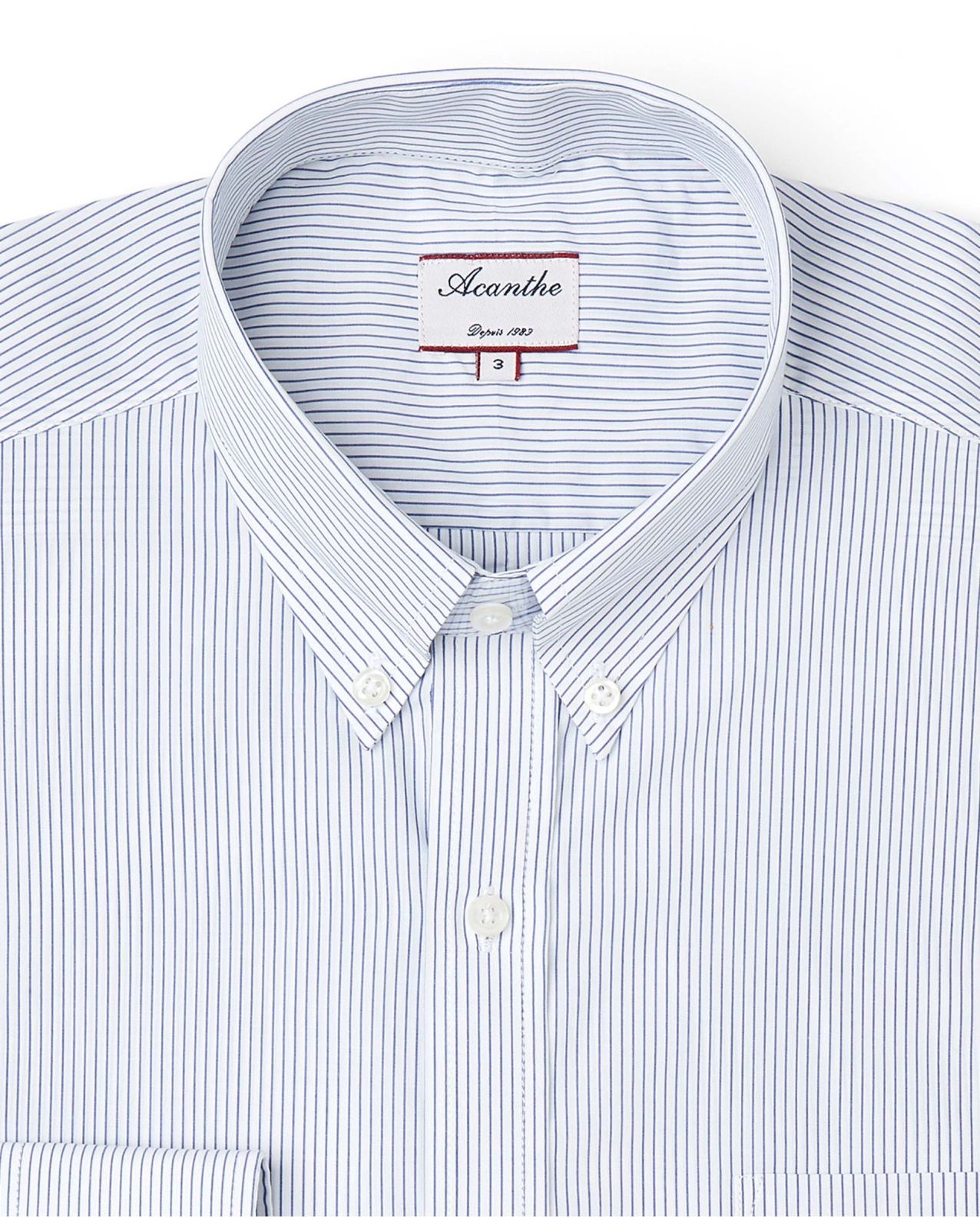Chemise regular col boutonné fines rayures bleu