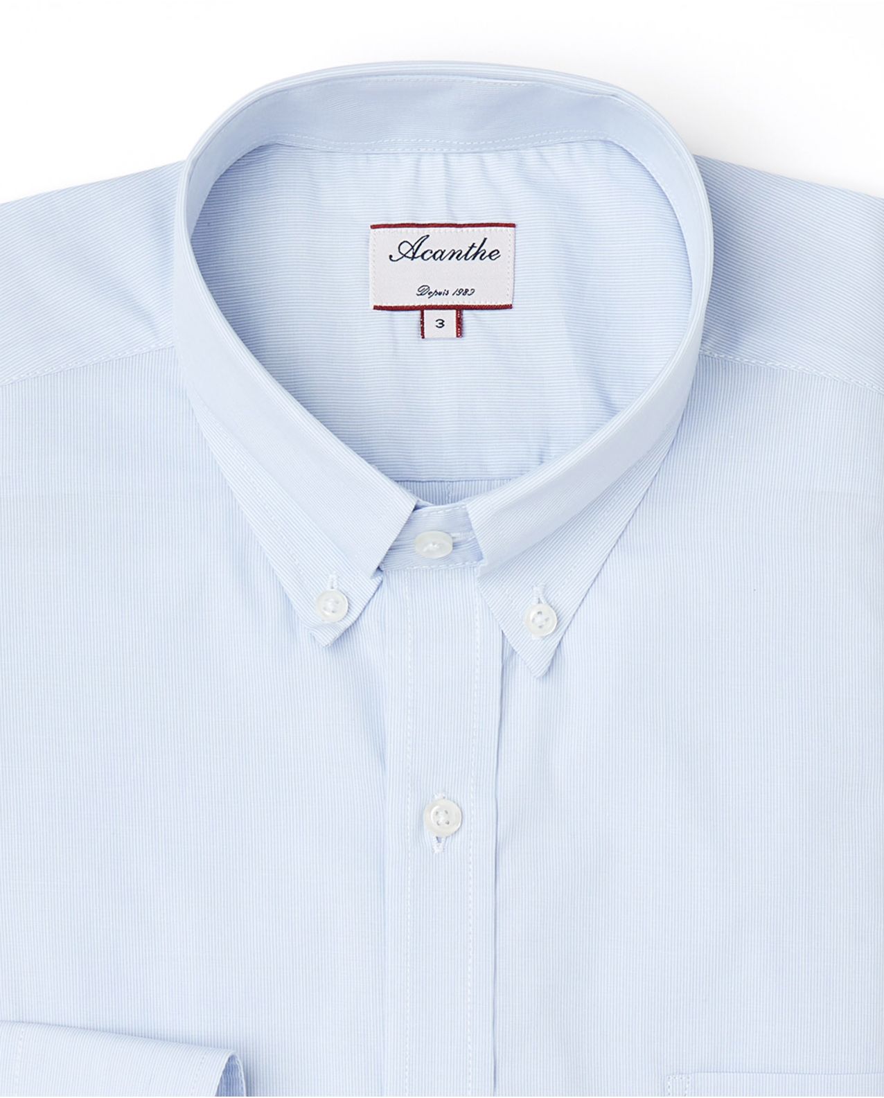 Chemise regular col boutonné fines rayures ciel