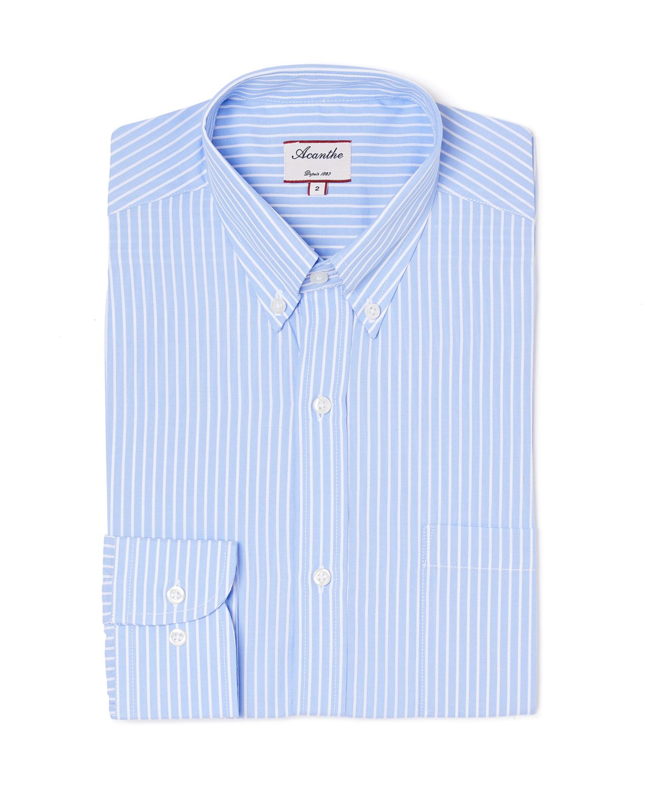 Chemise col boutonné rayures bleu