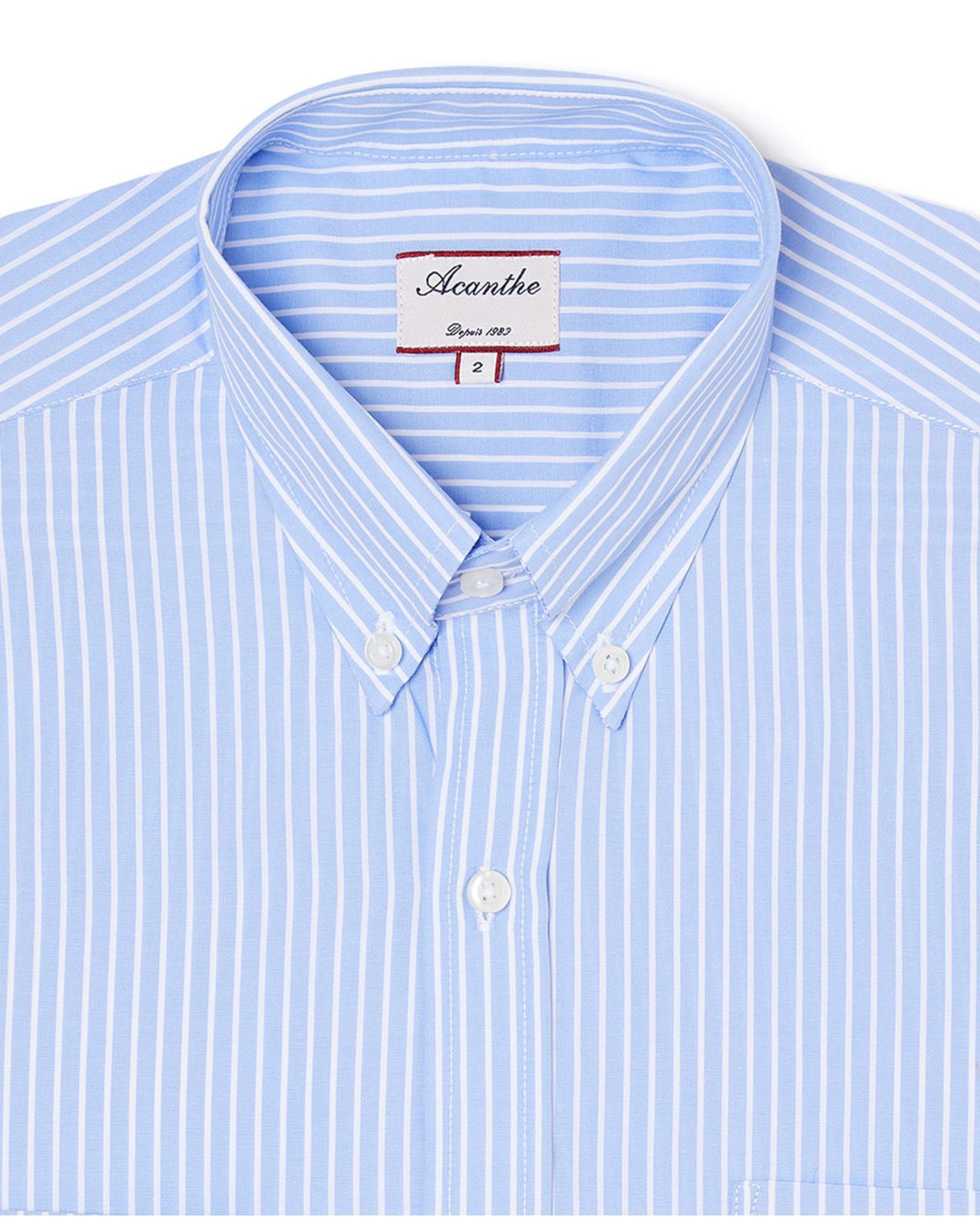 Chemise col boutonné rayures bleu