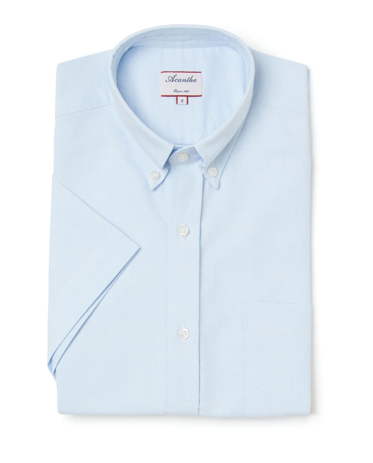 Chemise regular col boutonné oxford ciel manche courte