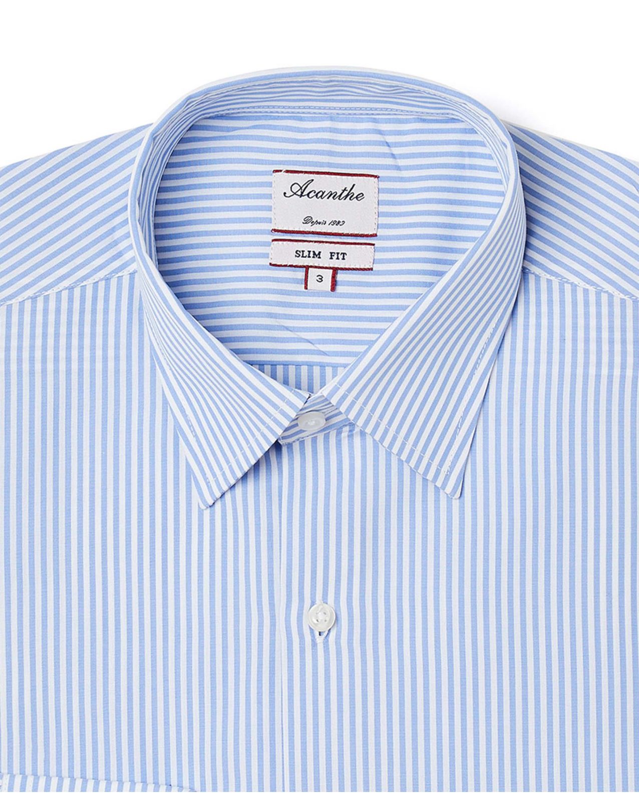 Chemise ajustée col italien rayures bleu