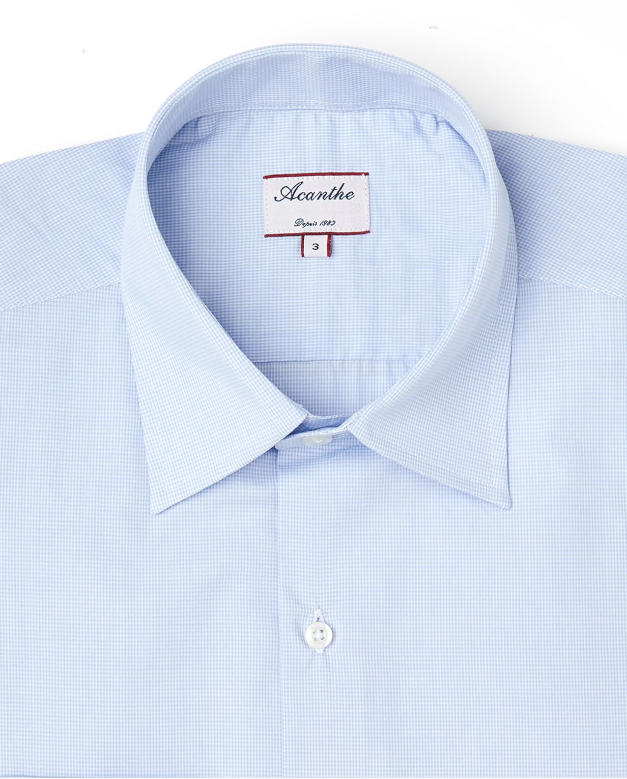 Chemise regular col italien vichy ciel