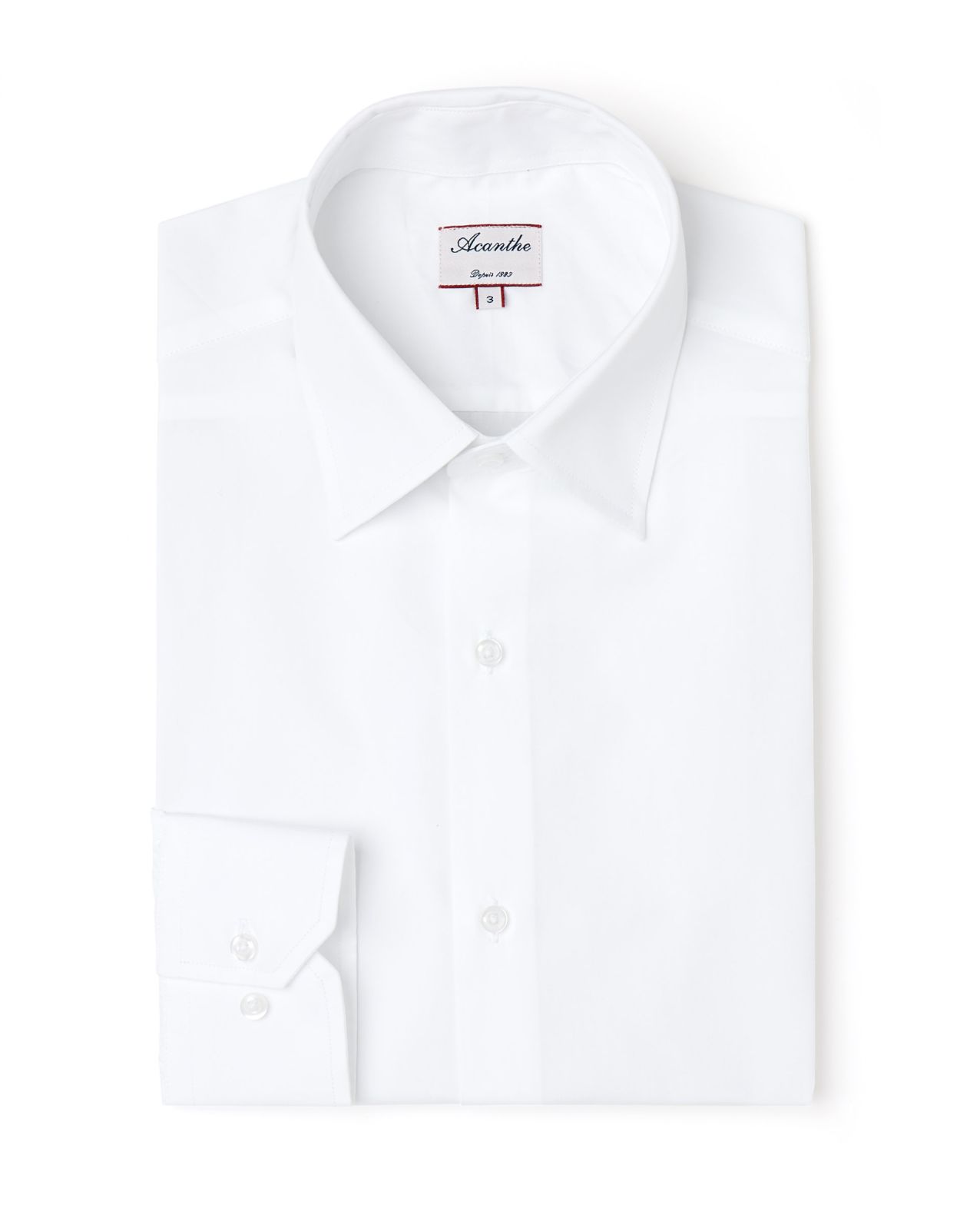 Chemise regular col italien popeline blanche