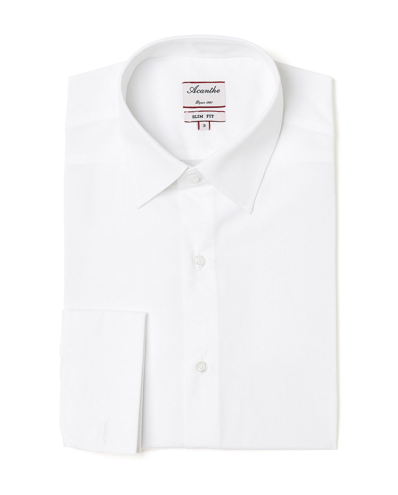 Chemise ajustée col italien poignet mousquetaire popeline blanche