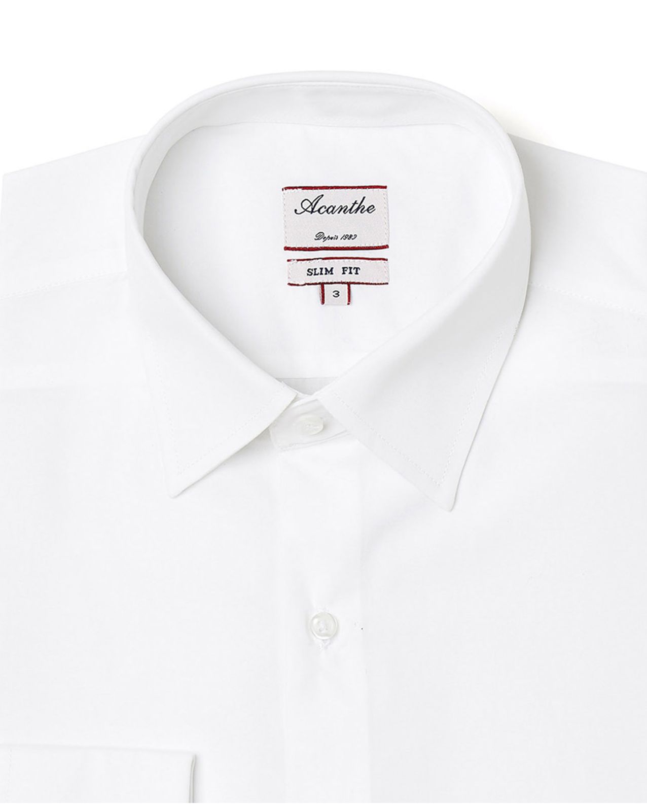 Chemise ajustée col italien poignet mousquetaire popeline blanche