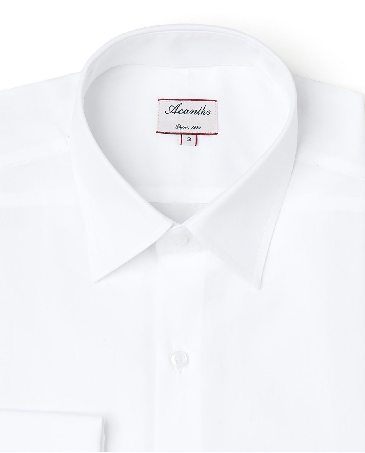 Chemise regular col italien poignet mousquetaire popeline blanche