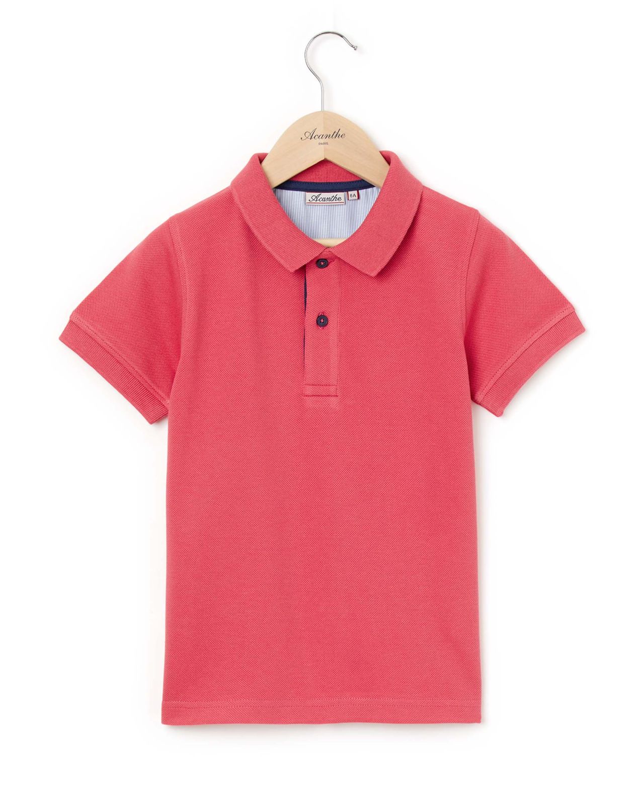 Polo piqué manches courtes framboise