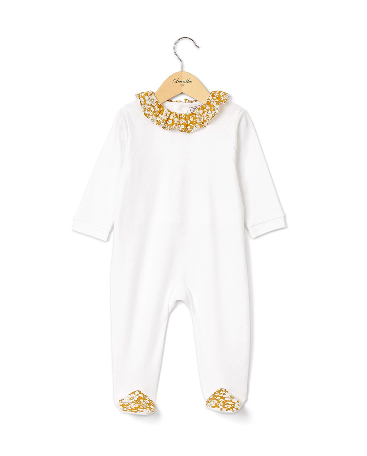 Dors bien blanc coton col volanté et pieds en tissu Liberty Betsy Boo