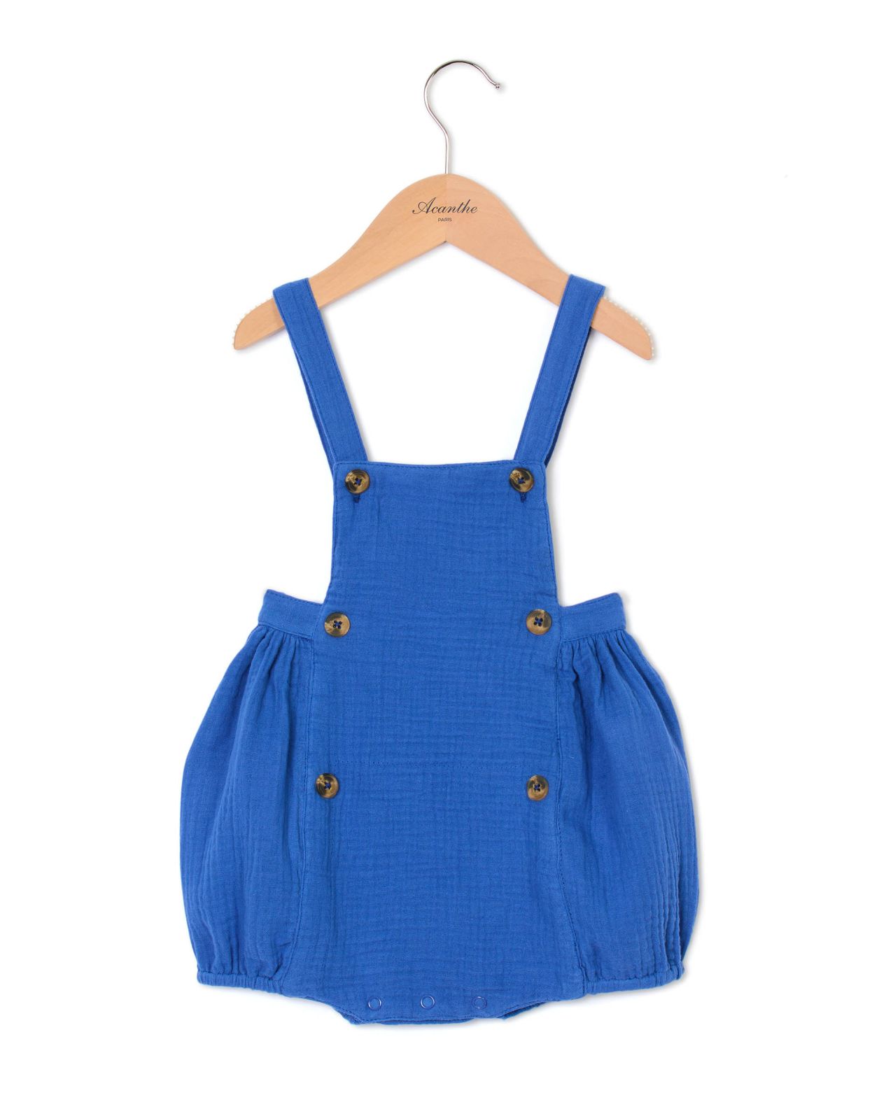 Bloomer à bavette gaze de coton bleu