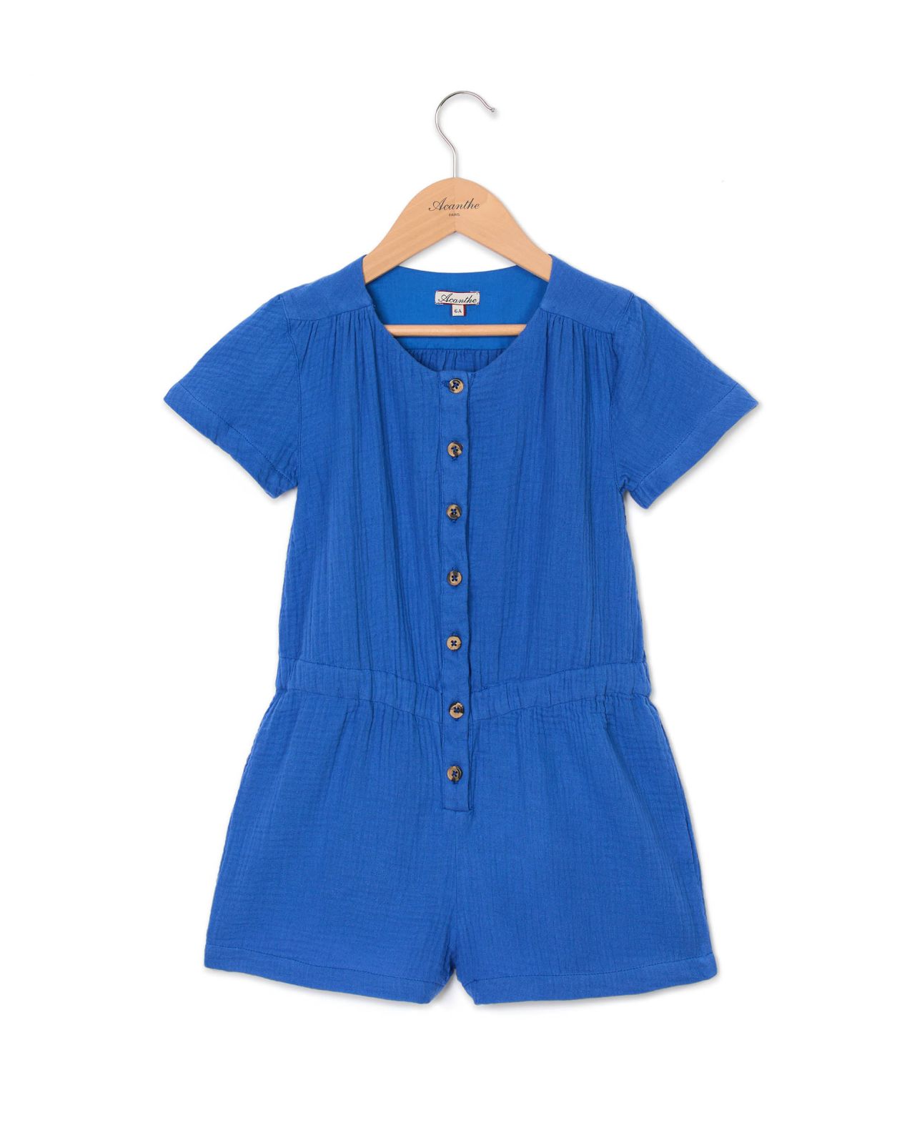 Combishort gaze de coton bleu