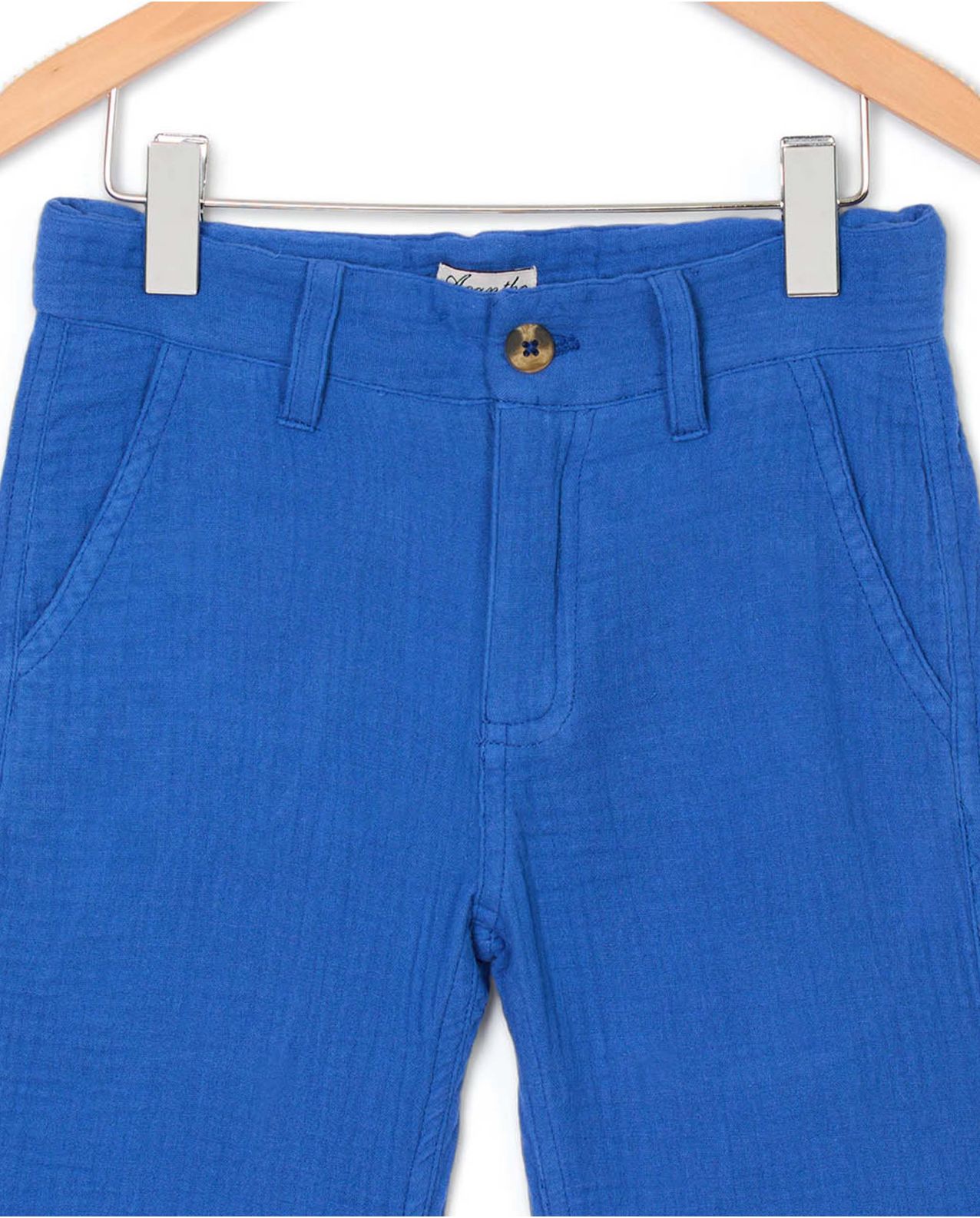 Bermuda gaze de coton bleu 