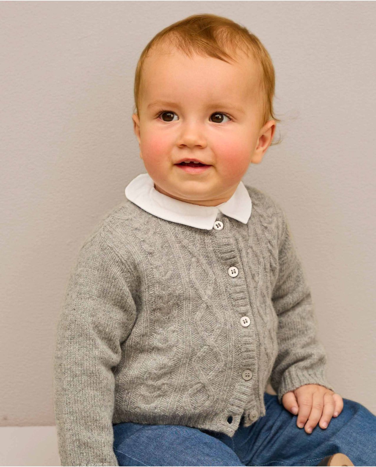 Cardigan torsade gris 100% lambswool