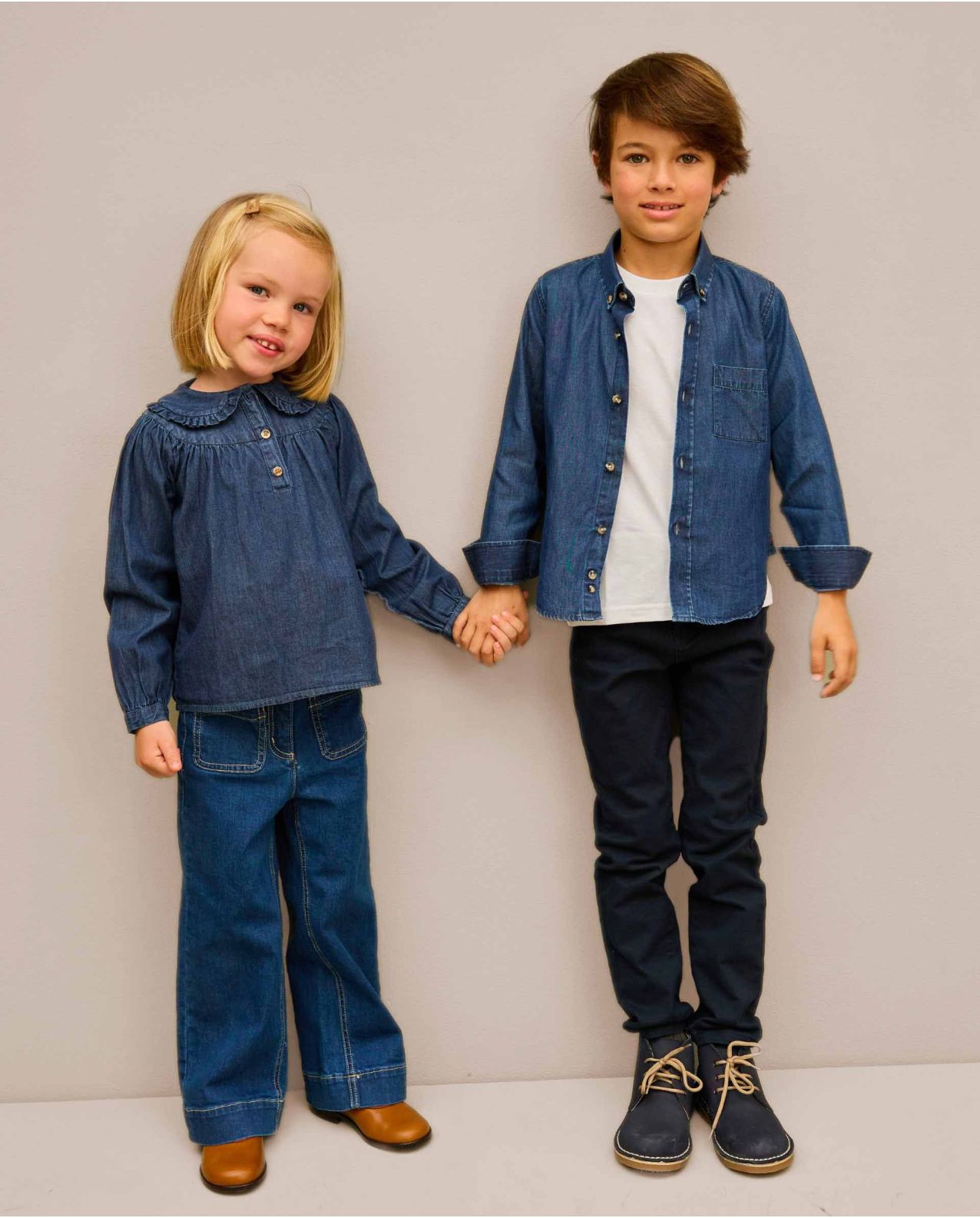 Blouse plastron denim