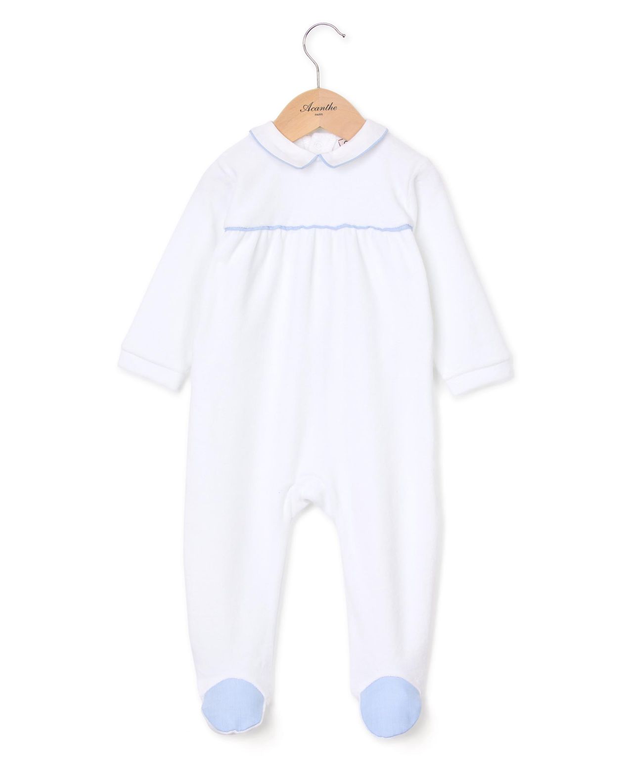 Dors bien blanc col carré passepoil ciel