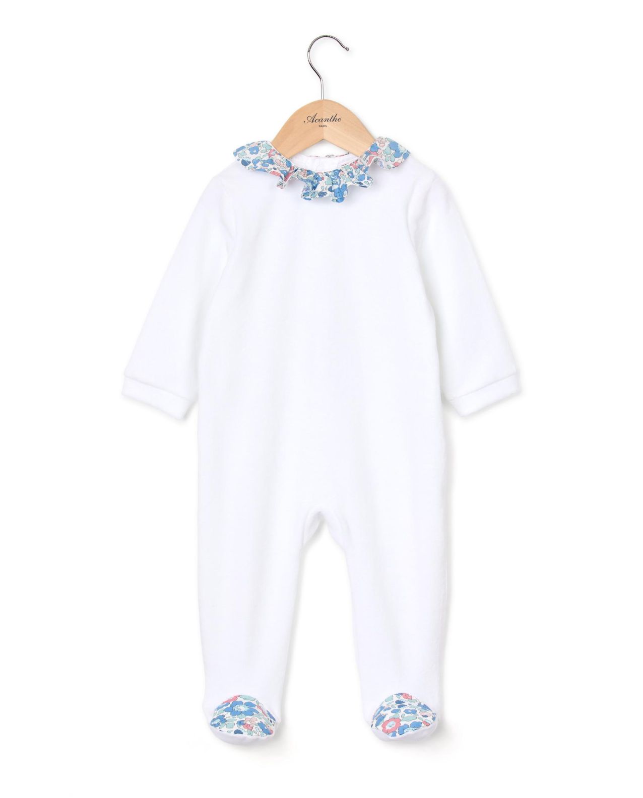 Dors bien blanc col volanté en tissu Liberty Betsy