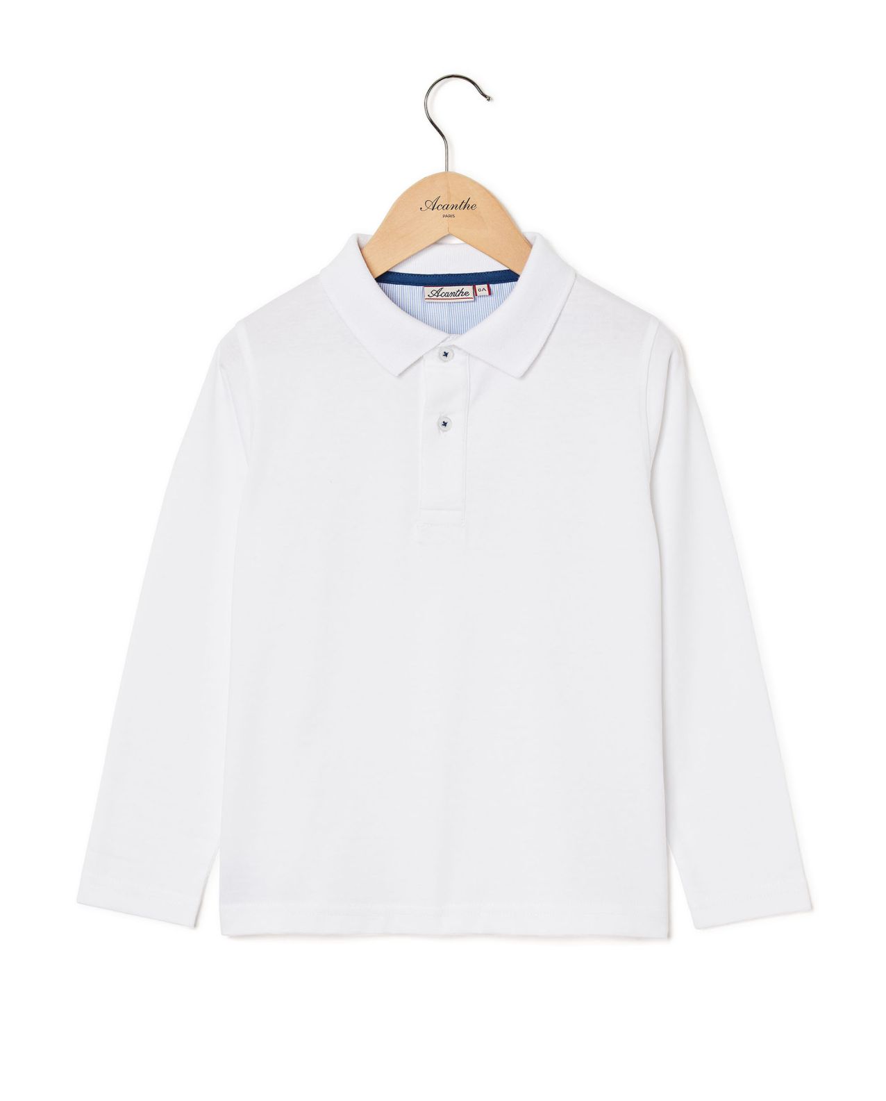 Polo jersey manches longues blanc