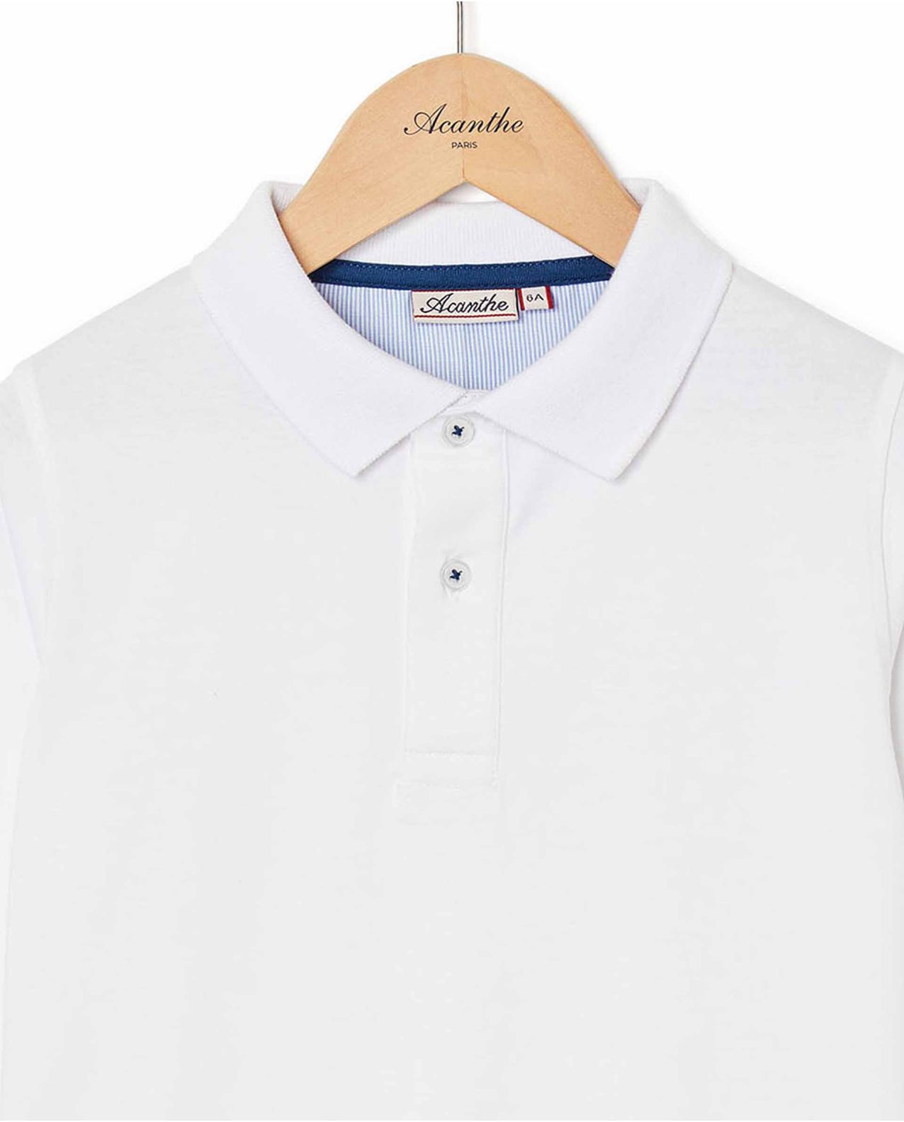 Polo jersey manches longues blanc
