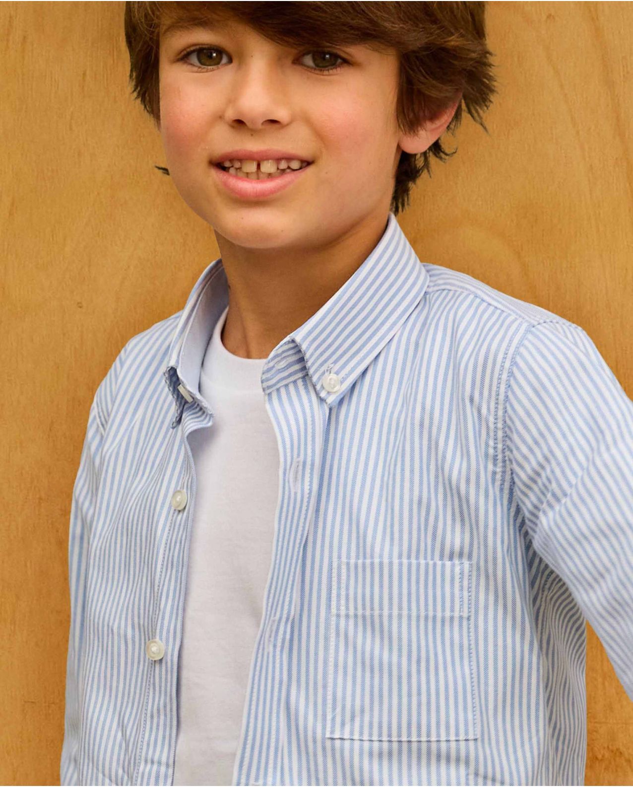 Chemise manches longues rayure oxford ciel