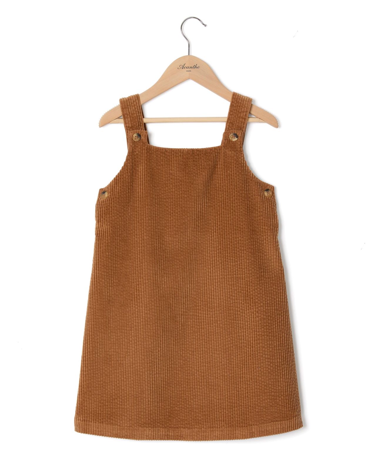 Robe bretelles velours camel