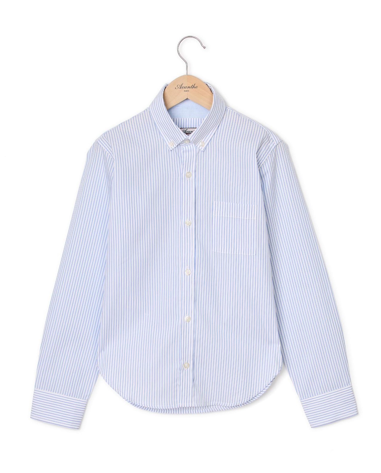 Chemise manches longues fine rayure bleue