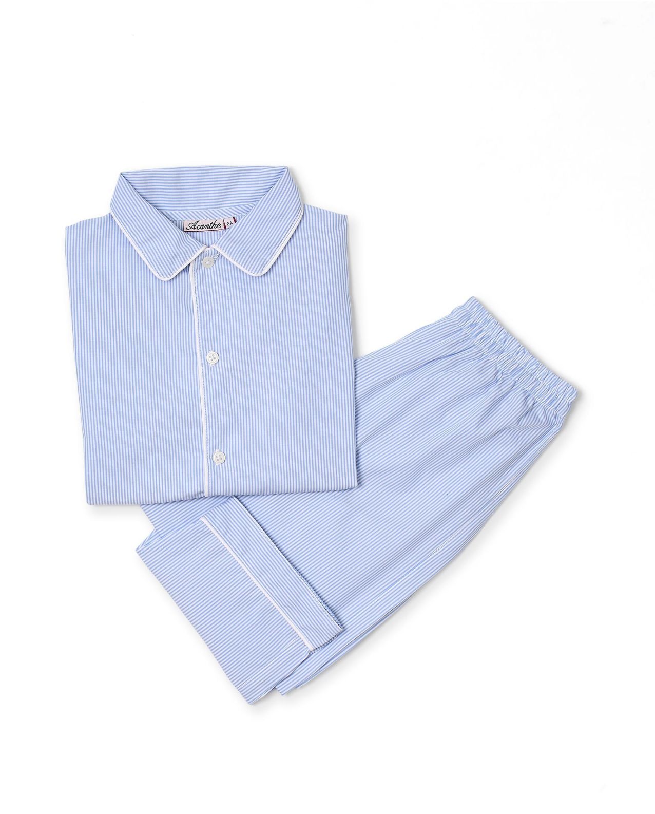 Pyjama long fine rayure ciel