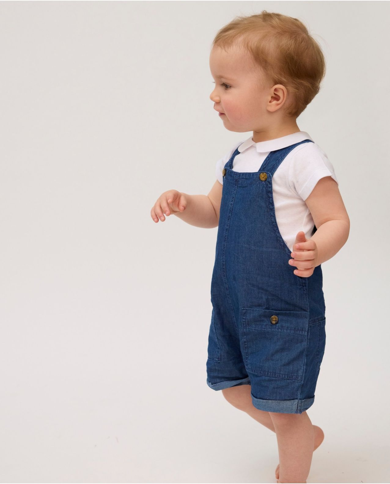 Salopette courte denim garçon