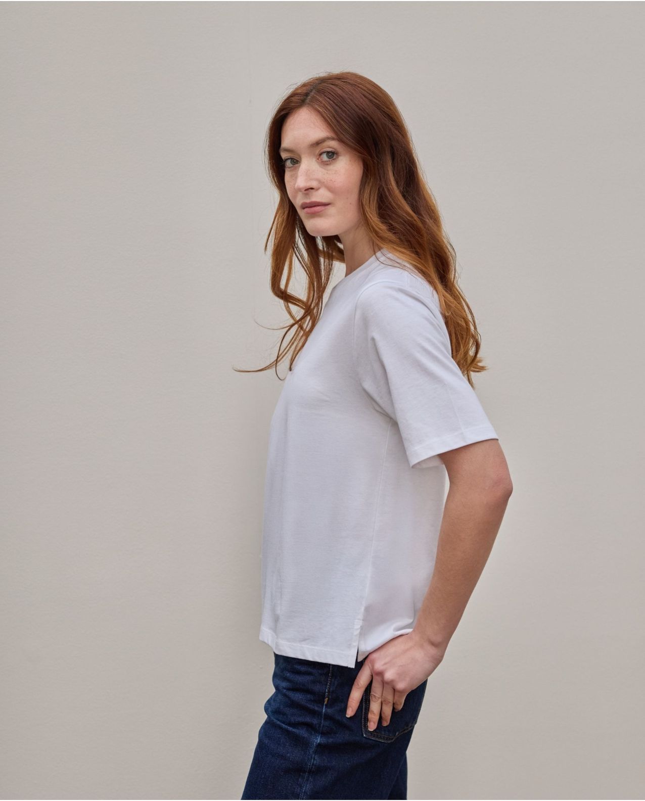 Tee shirt col rond blanc