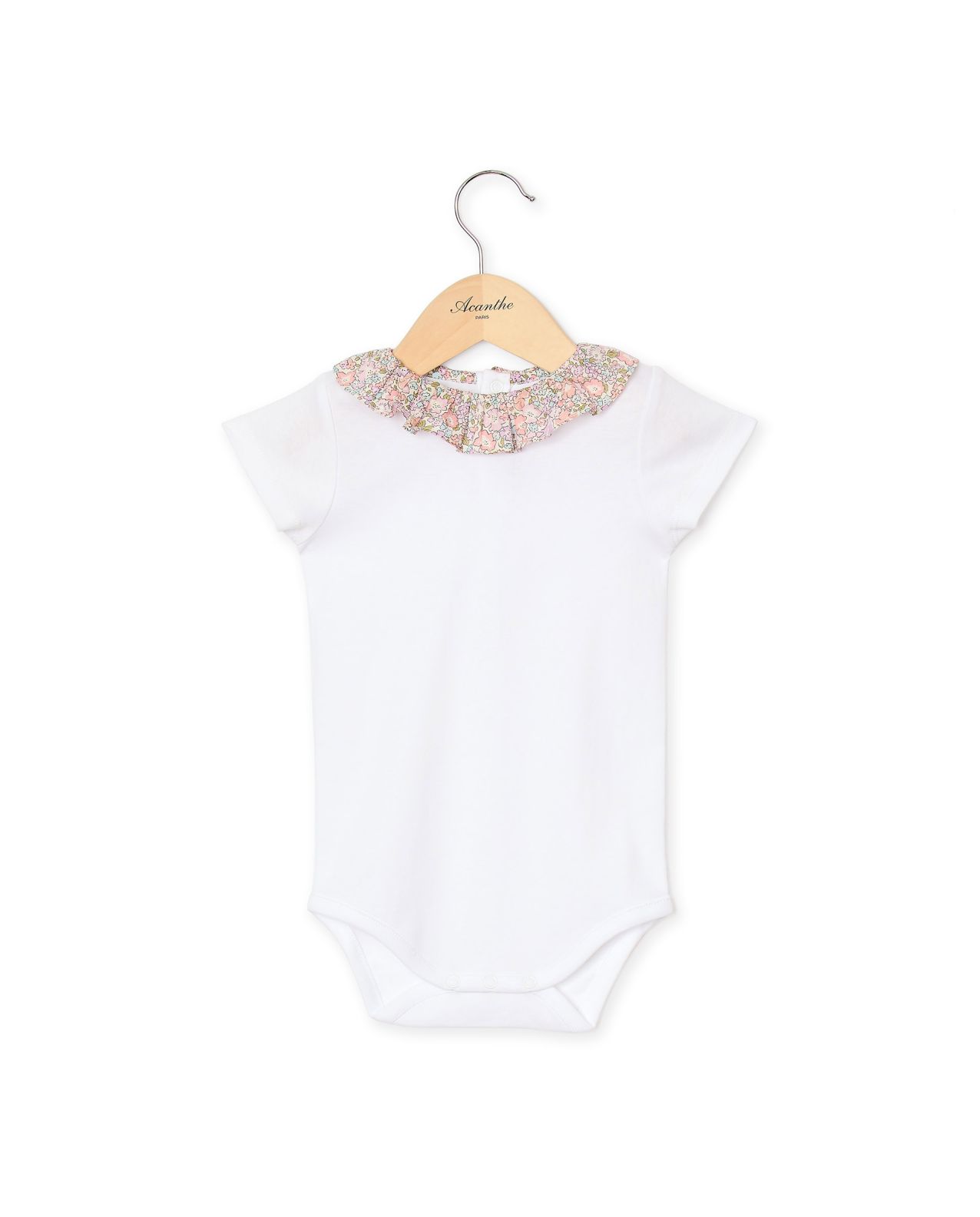 Boby blanc col volanté en tissu Liberty Michelle