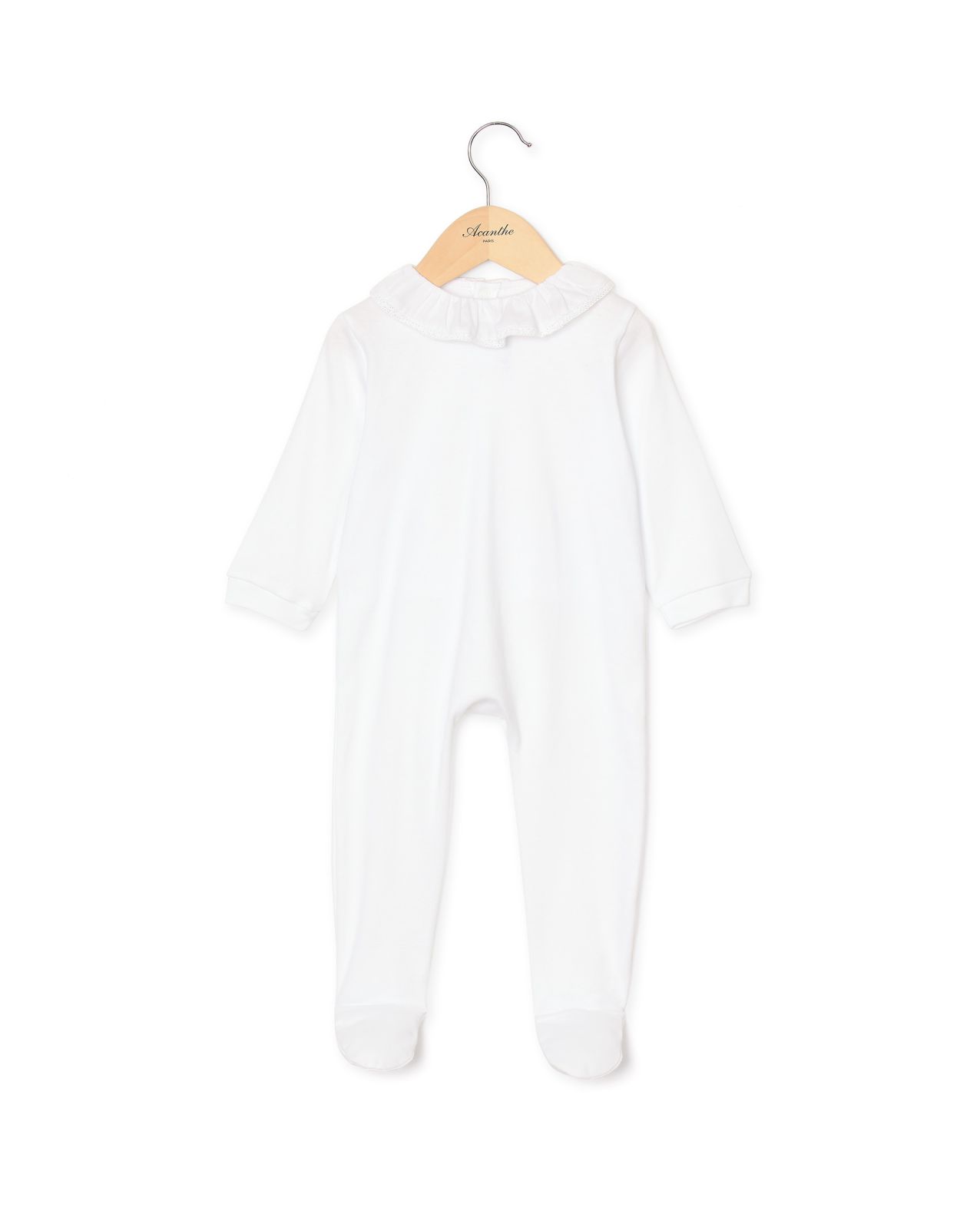 Dors bien blanc col volanté blanc dentelle 