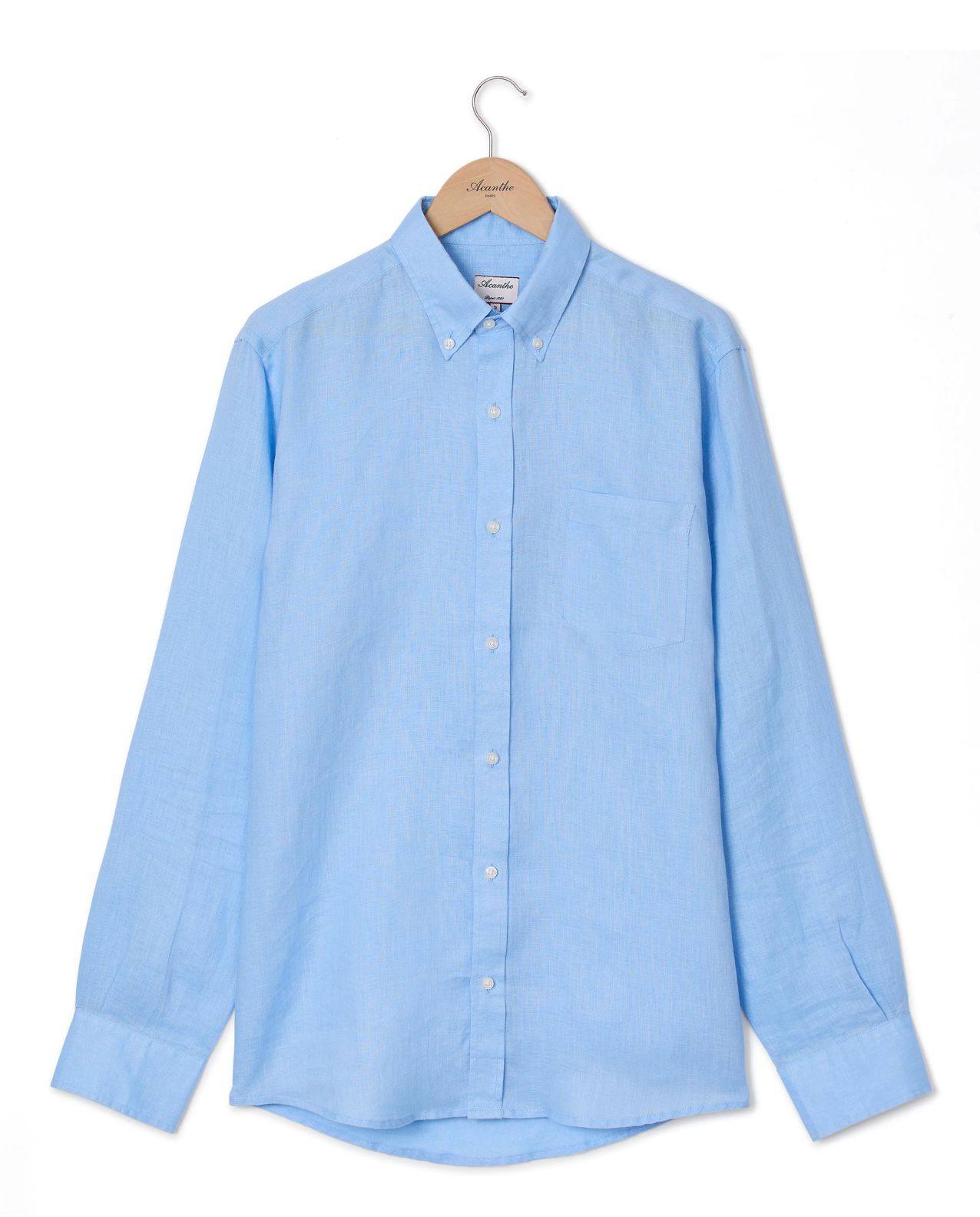 Chemise col boutonné lin dutch blue