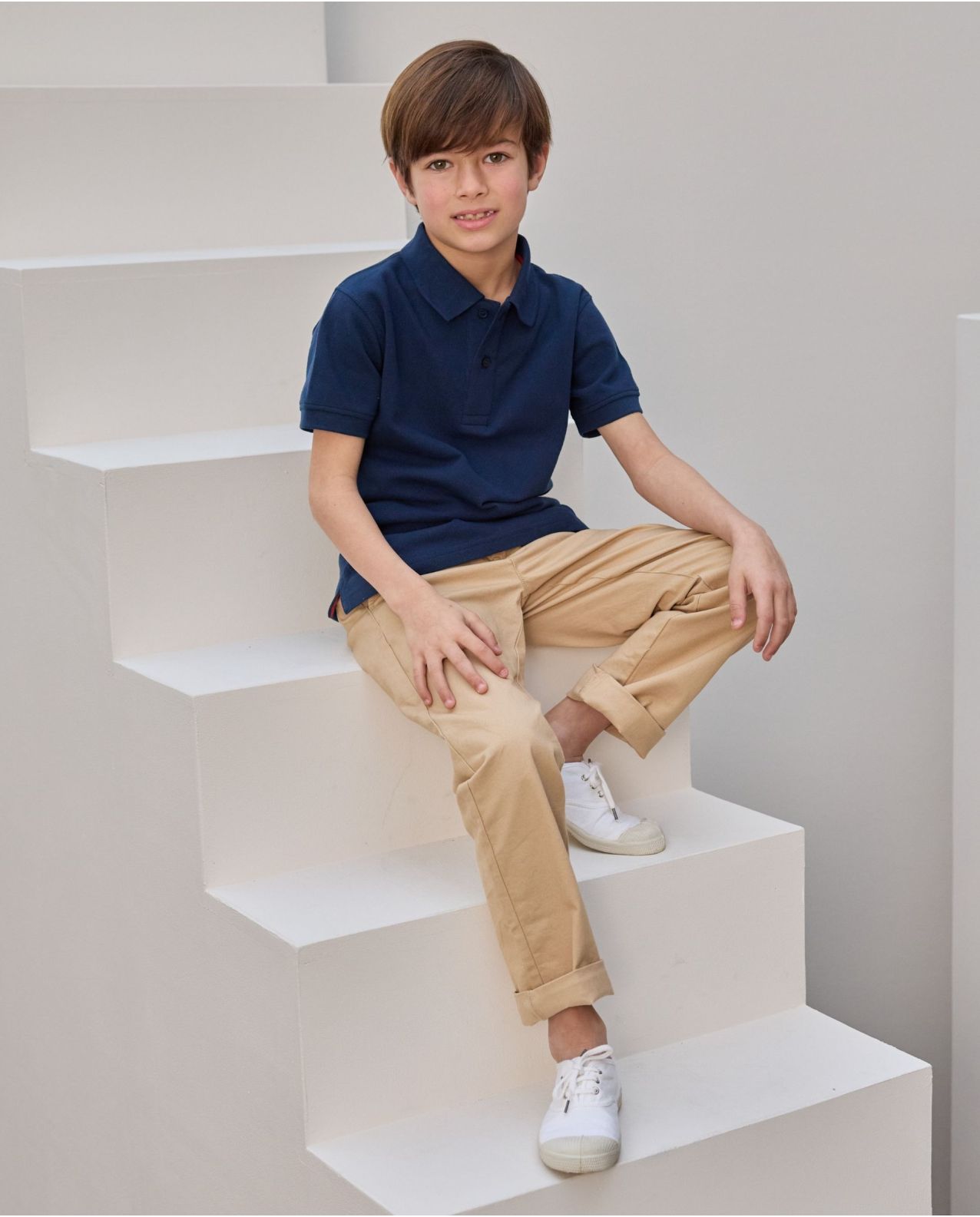 Polo piqué manches courtes marine